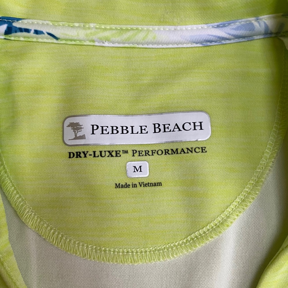 Pebble Beach Dry-Luxe Performance Polo Shirt Lime Green V-Neck Golf Top Womens M - Picture 2 of 7